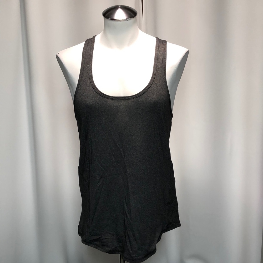Lululemon Athletica Basic grey tank with peek a boo back size small